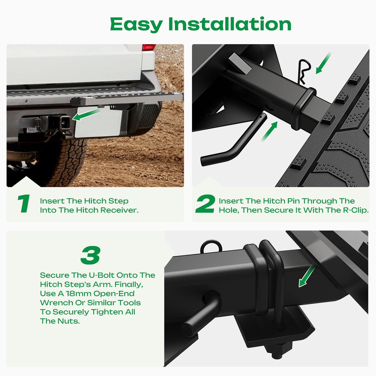 Fit 2" Receiver Trailer Towing Hitch Step Bar Rear Bumper Guard 33.5" X 12"