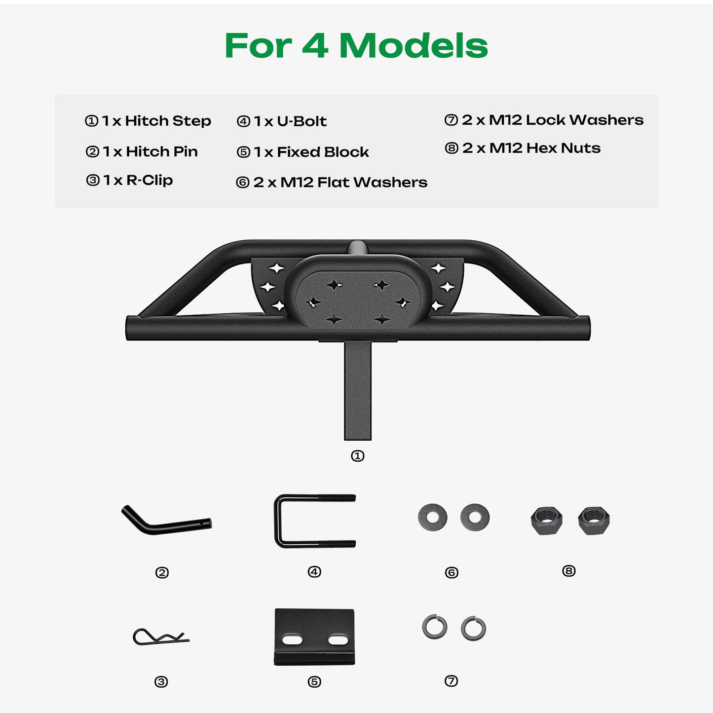 For 2" Receiver Rear Bumper Trailer Towing Hitch Step Bar 32" Wide X 13" Black