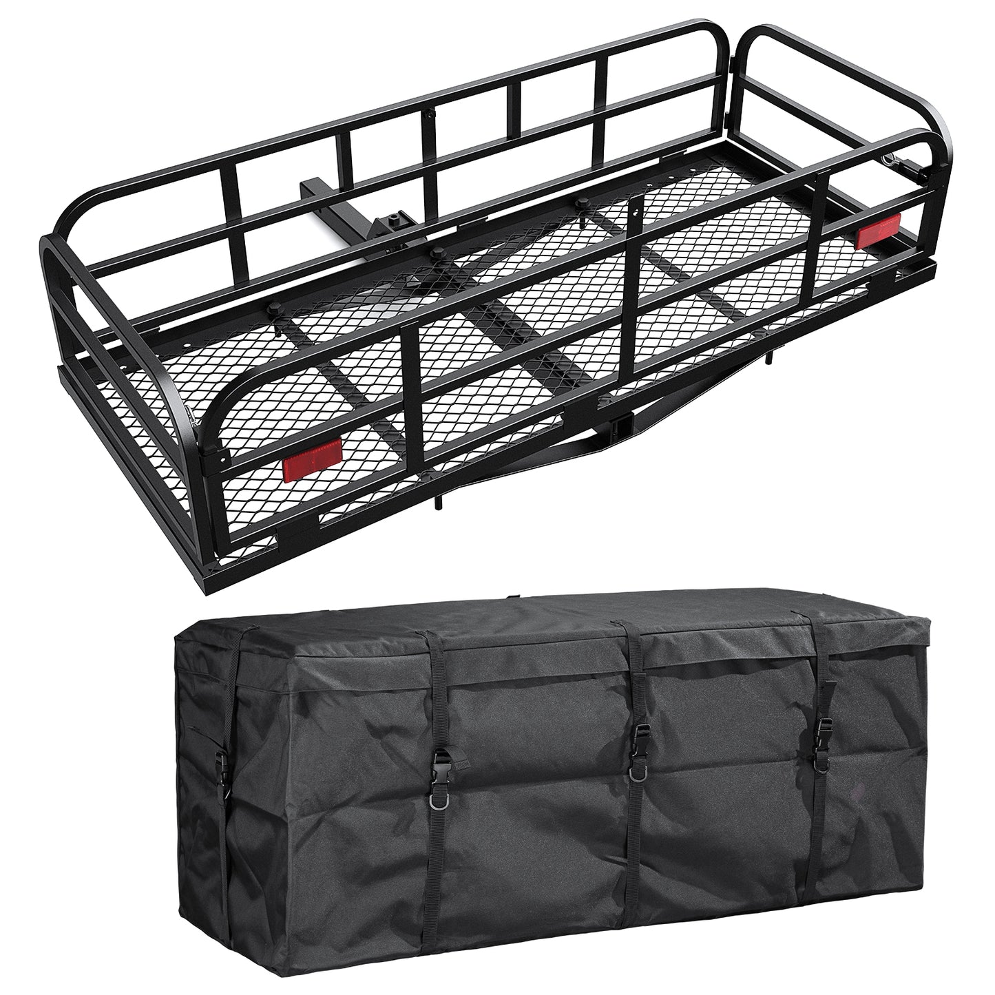 Foldable 500LBS Rack Cargo Carrier Basket Hitch Mount Luggage W/ Waterproof Bag