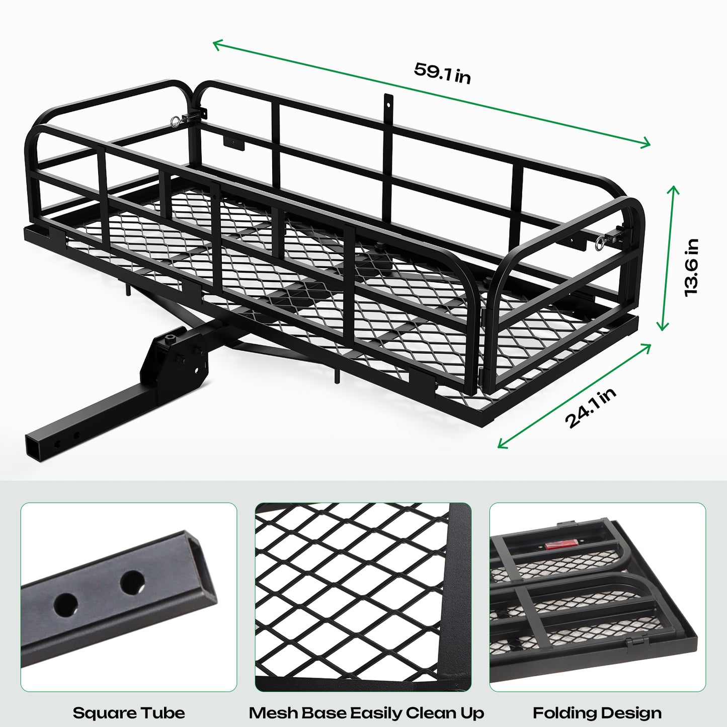 Foldable 500LBS Rack Cargo Carrier Basket Hitch Mount Luggage W/ Waterproof Bag
