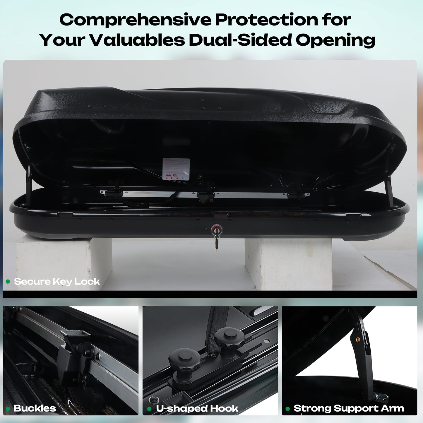 Rooftop Cargo Box Car Top Cargo Carrier Roof Mount Storage Box Waterproof W/ Key