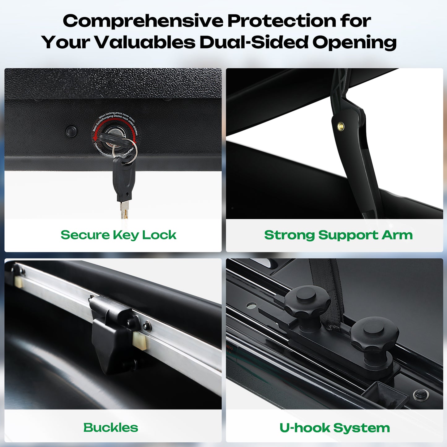 Waterproof Rooftop Cargo Box Car Top Cargo Carrier Roof Mount Storage Box W/ Key