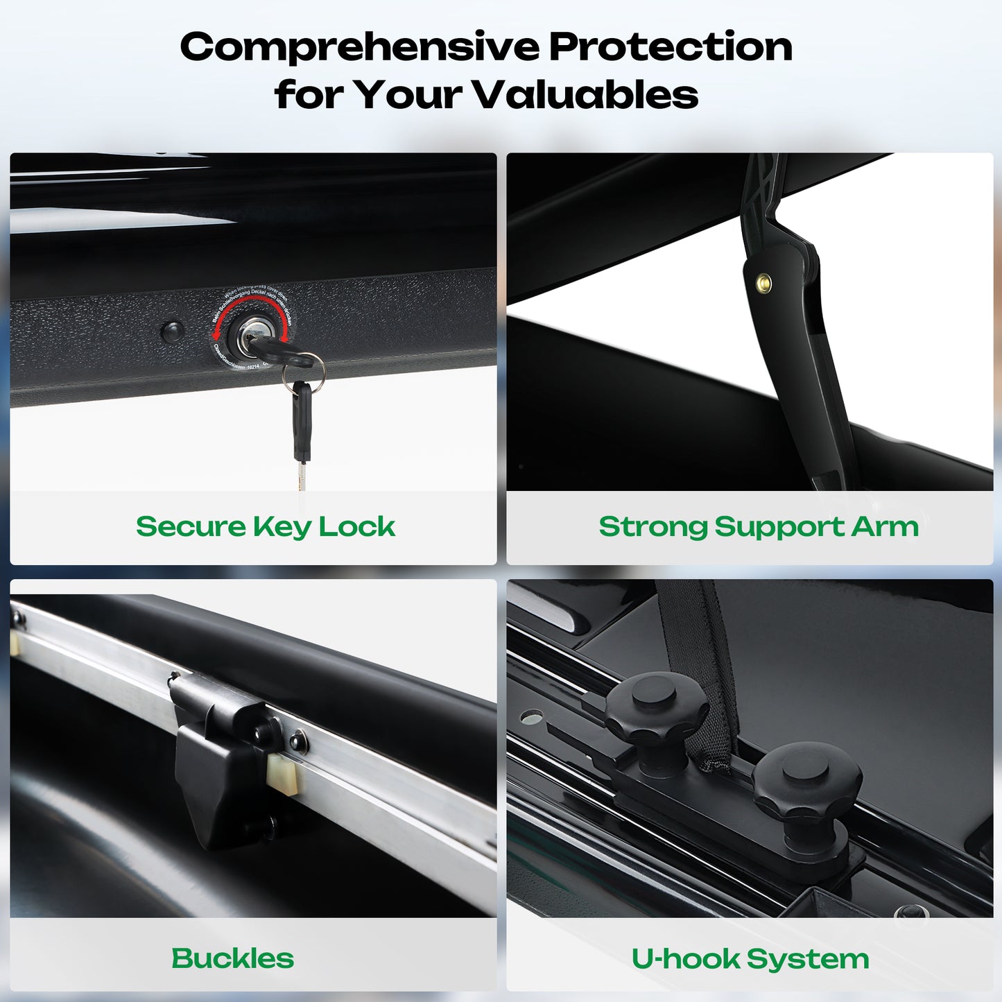 Rooftop Cargo Box Car Top Cargo Carrier Roof Mount Storage Box Waterproof W/ Key