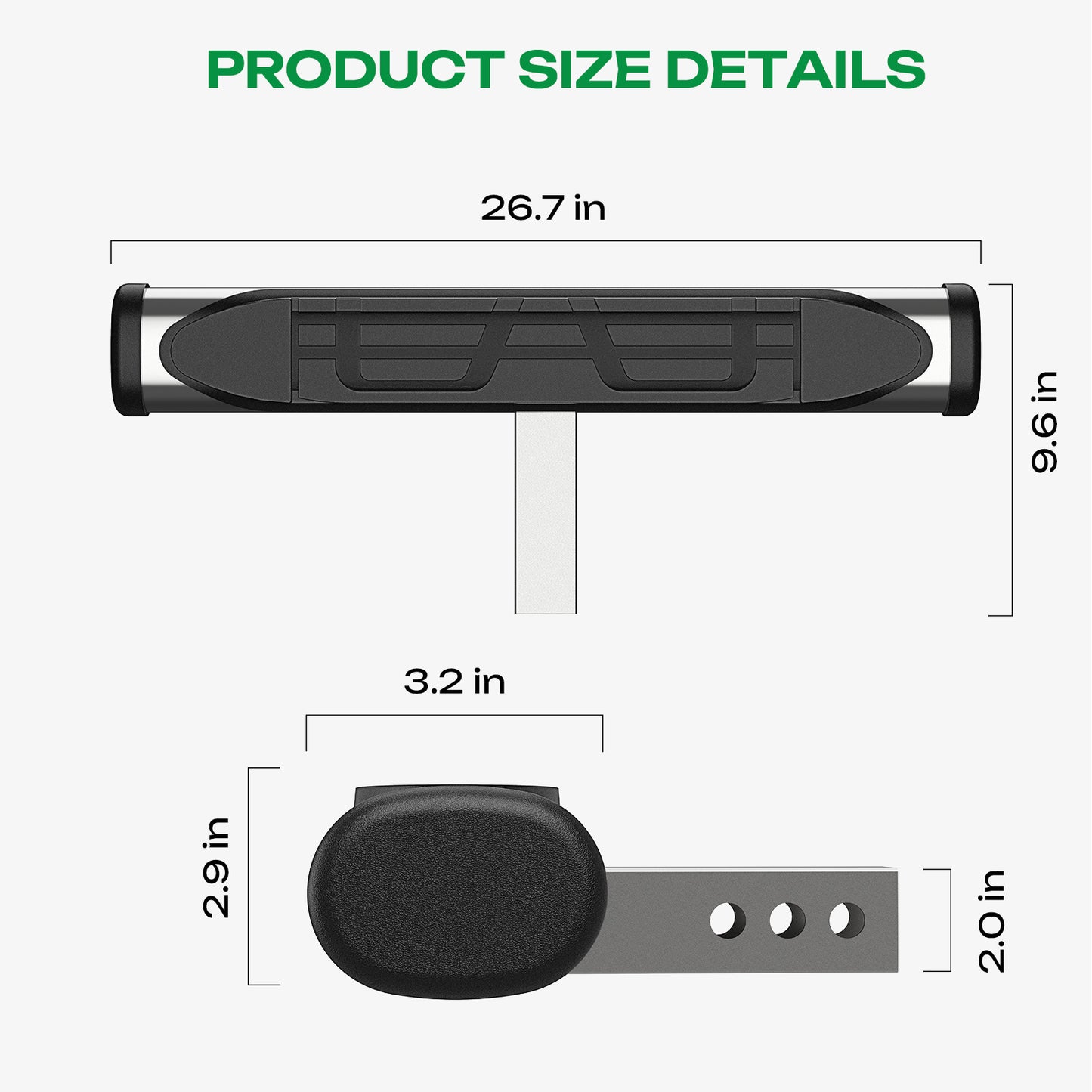 For 2" Receiver Trailer Towing Hitch Step Bar Rear Bumper Guard 27" X 9.6" Oval