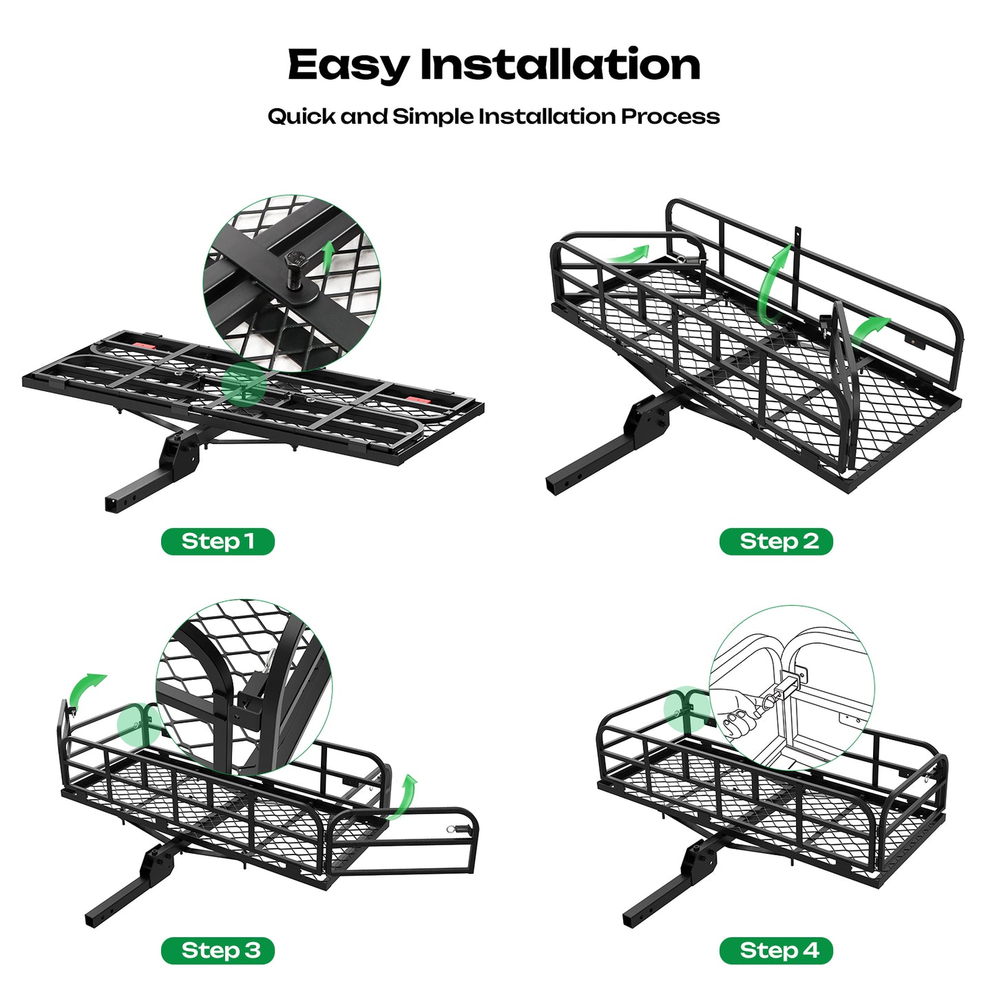 Foldable 500LBS Rack Cargo Carrier Basket Hitch Mount Luggage W/ Waterproof Bag