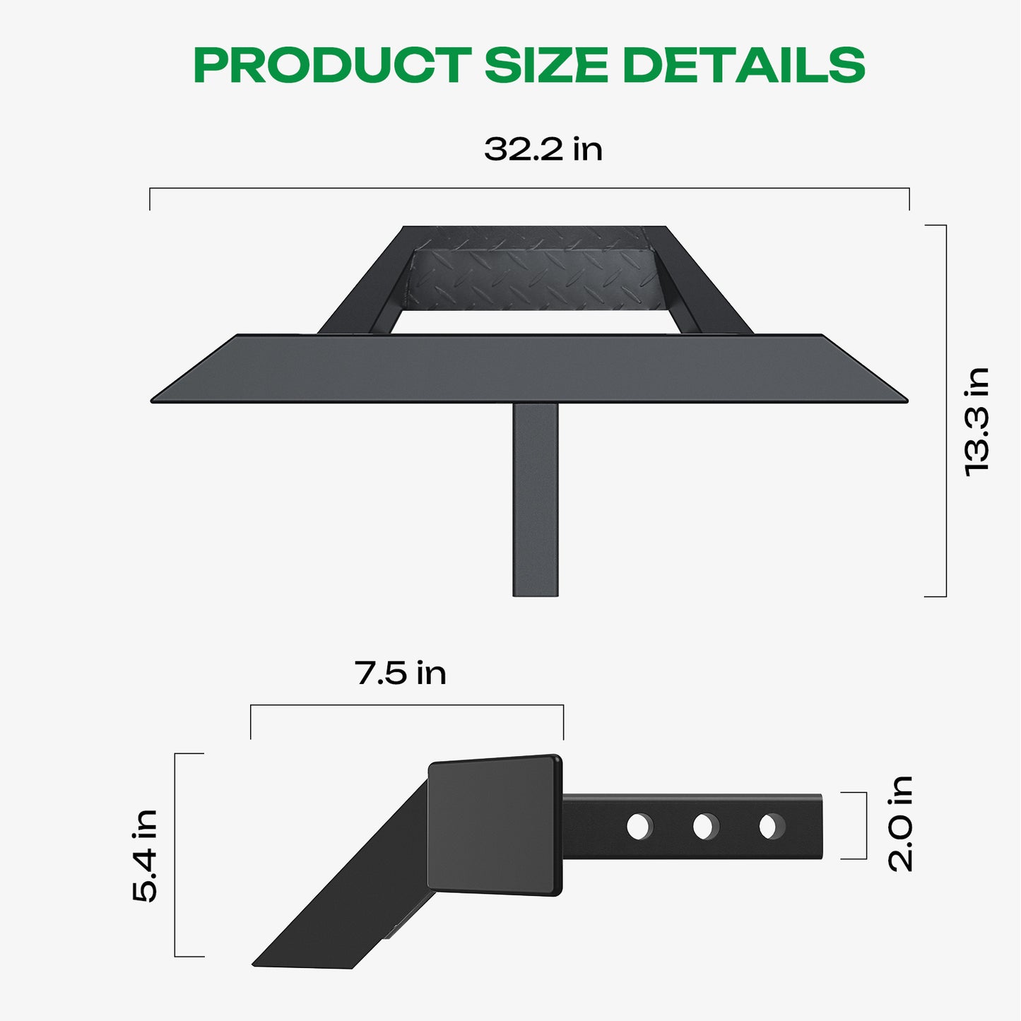 For 2" Receiver Rear Bumper Trailer Towing Hitch Step Bar 32" W X 13.3" L Black