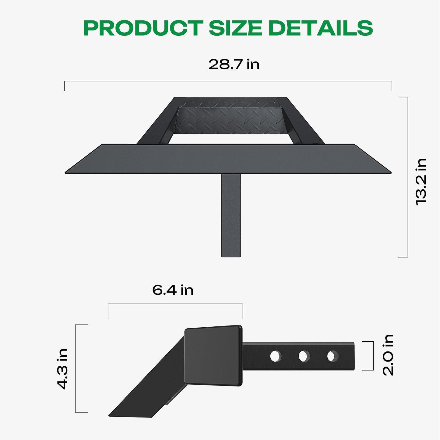 For 2" Receiver Rear Bumper Trailer Towing Hitch Step Bar 32" W X 13.3" L Black