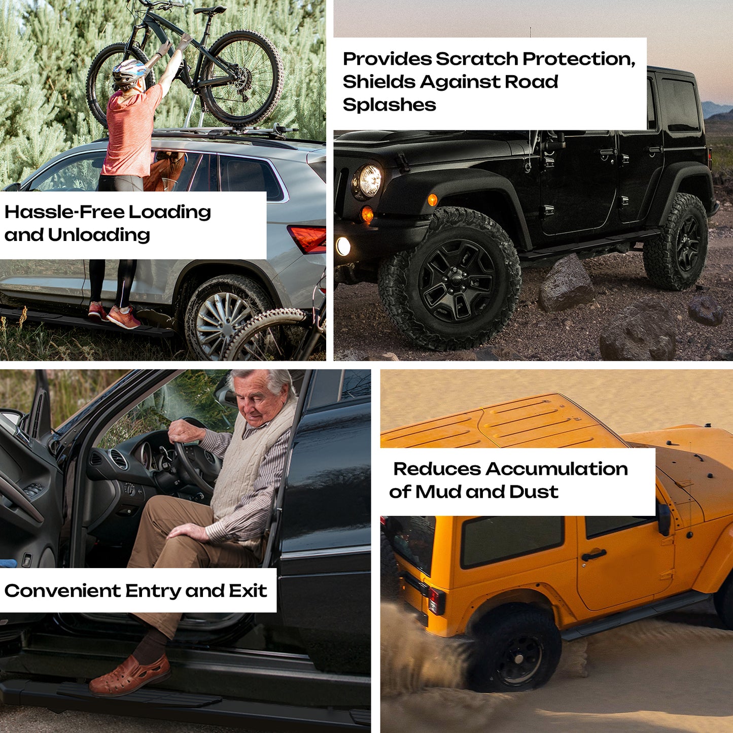 6.5 In Running Boards For 2015-2023 Ford F150 Super Crew Cab Side Steps Nerf Bar