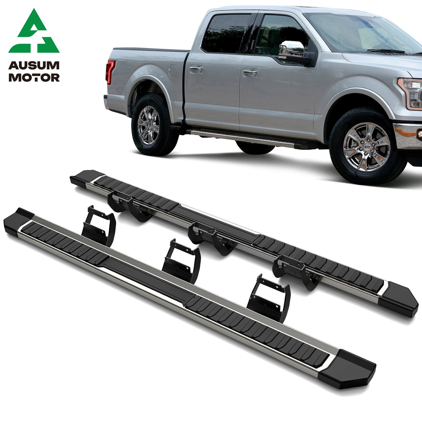 6.5in Running Boards For 2015-2023 Ford F150 Super Duty Crew Cab Side Steps Nerf Bar