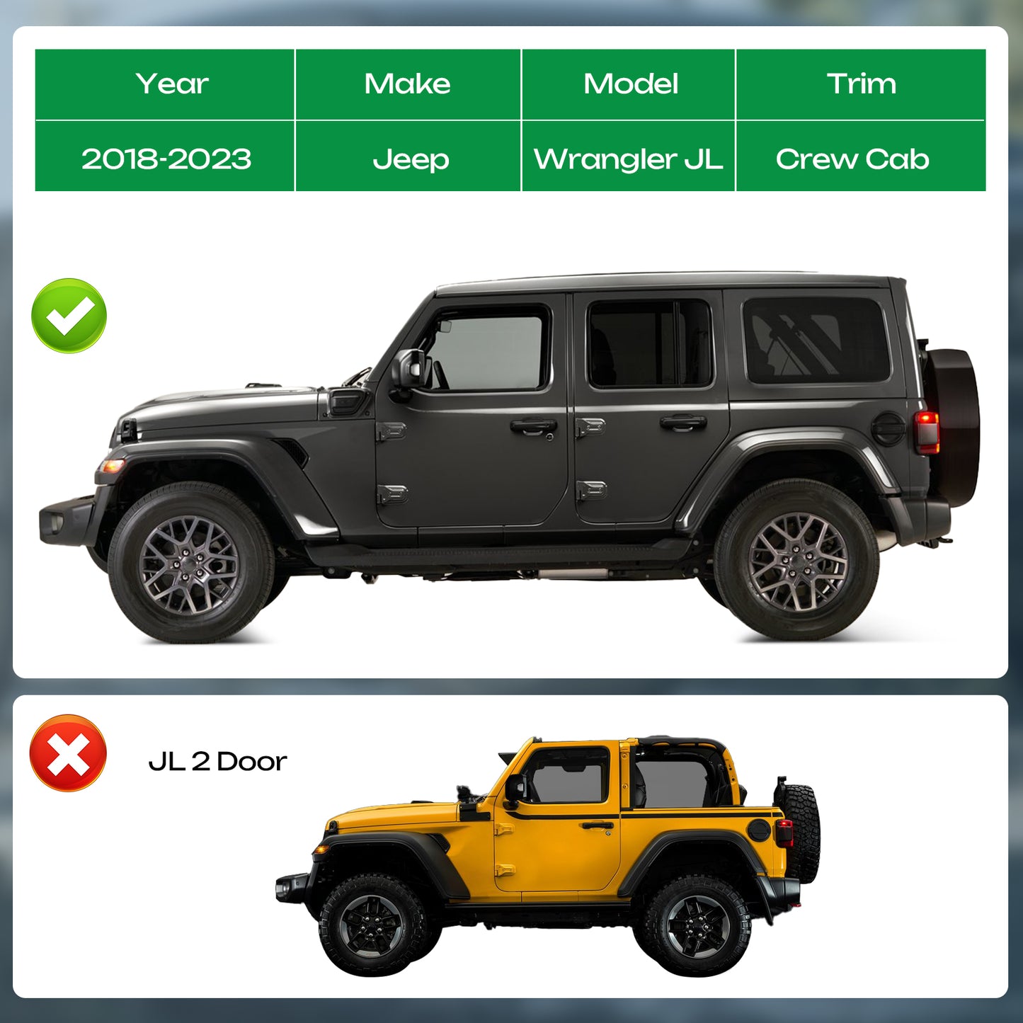 7.2" Running Boards For 2018-2024 Jeep Wrangler JL 4 Door Side Steps Nerf Bars