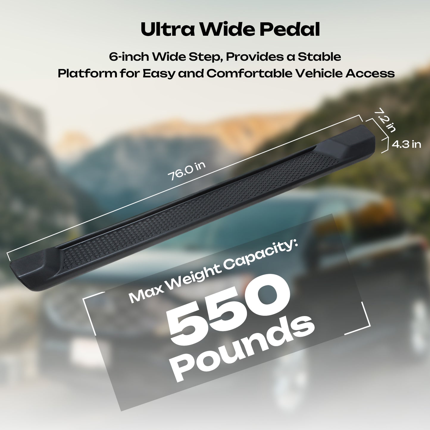 7.2" Running Boards For 2018-2024 Jeep Wrangler JL 4 Door Side Steps Nerf Bars
