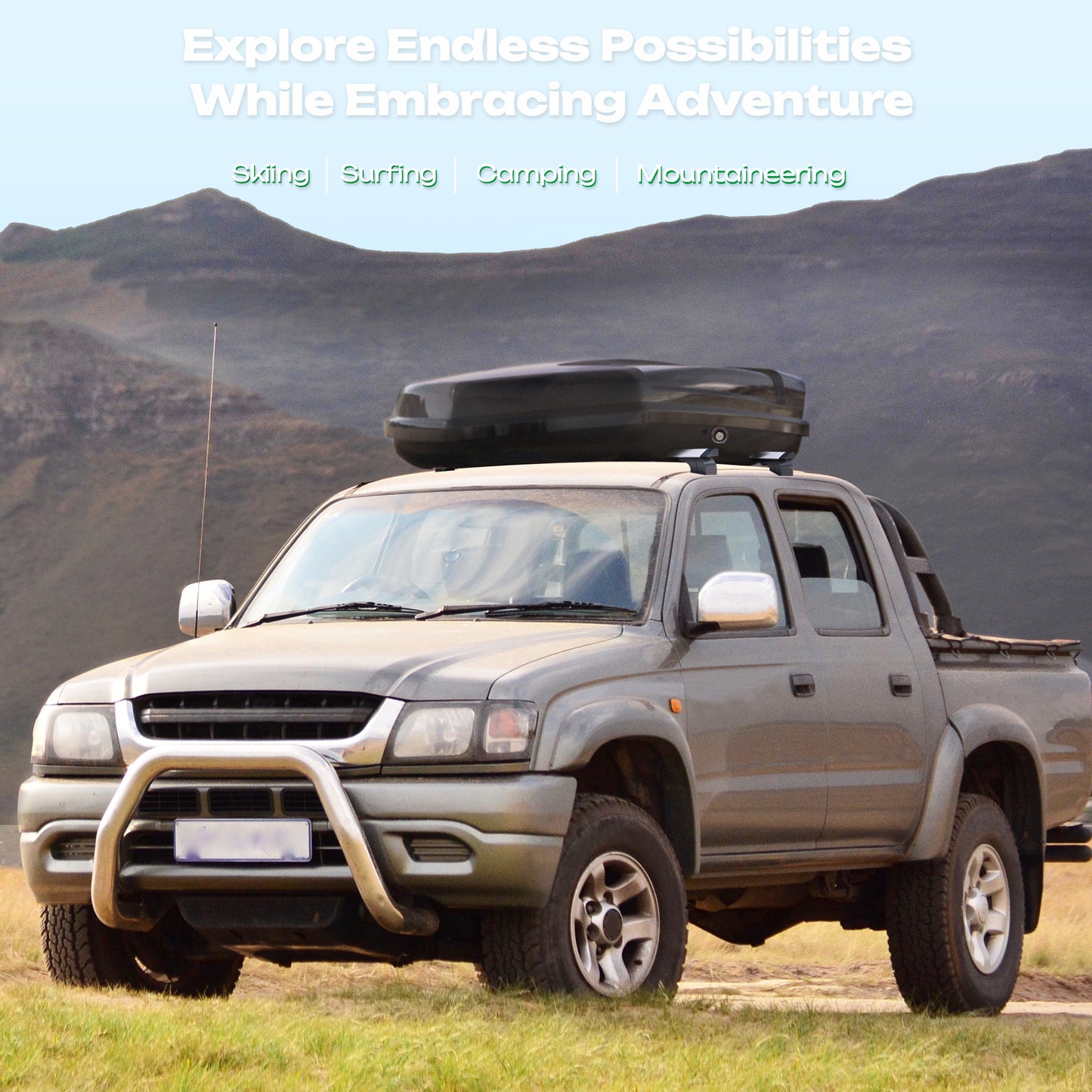 13 Cu. Ft. Rooftop Cargo Box Dual-sided Opening Travel Carrier Gloosy Box W/ key