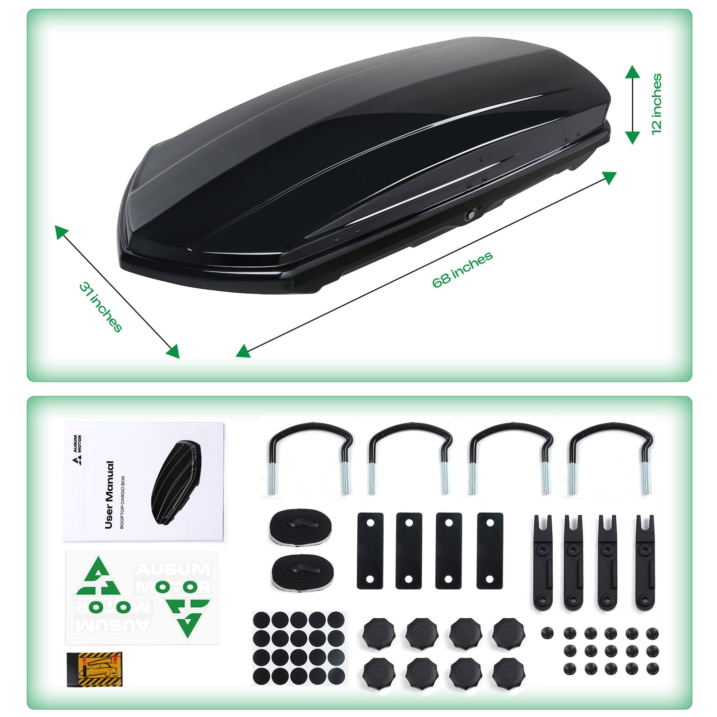 14 Cubic Feet Rooftop Cargo Carrier Roof Mount Travel Storage Box With 2 Key