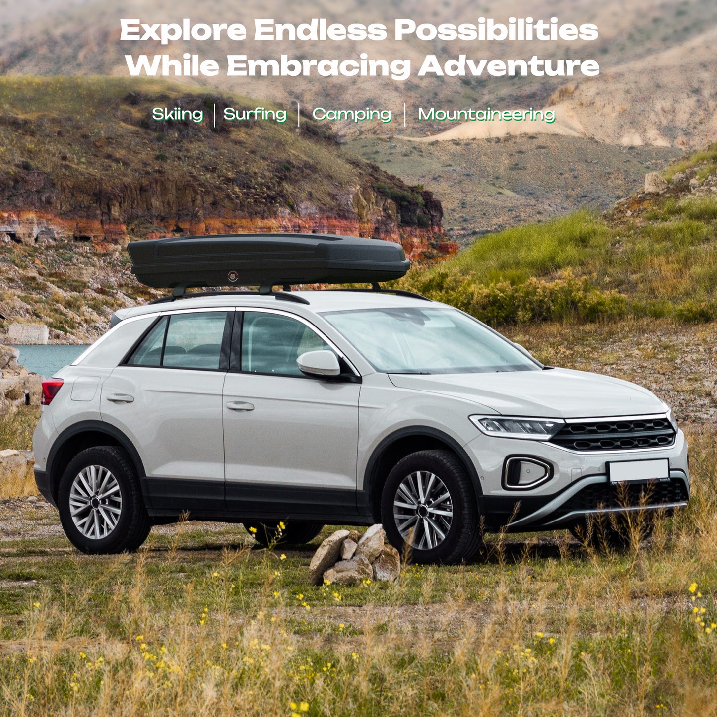 14 Cu. Ft. Waterproof Car Top Cargo Carrier Roof Mount Travel Storage Box W/ Key