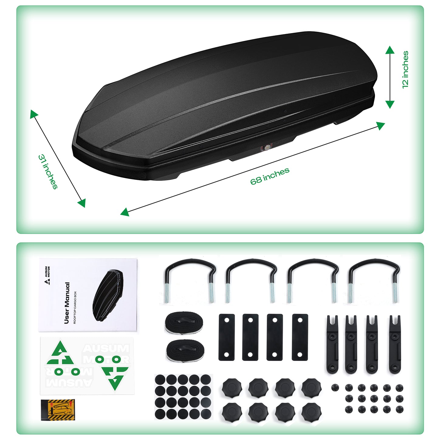 14 Cu. Ft. Rooftop Cargo Carrier Roof Mount Travel Storage Matte Box With Lock