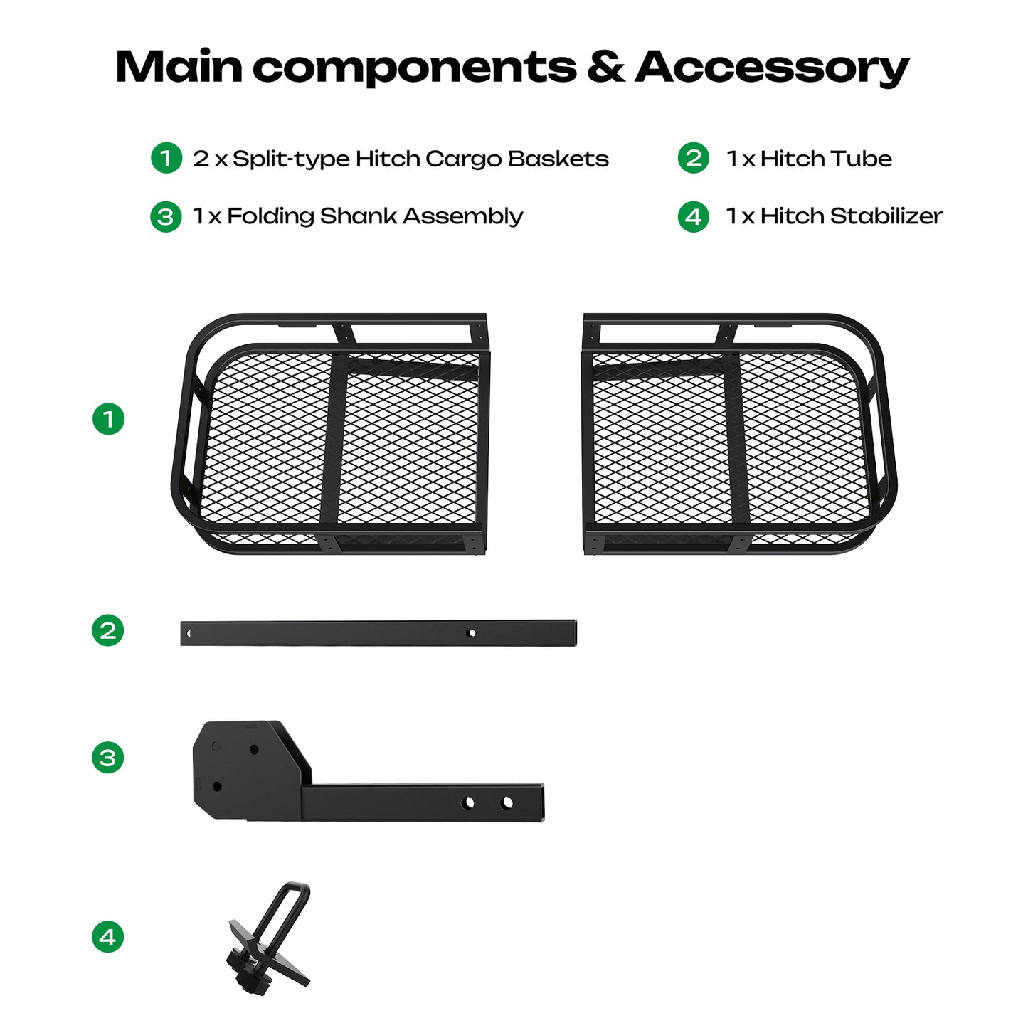 500LBS Foldable Trailer Hitch Mount Cargo Basket Luggage Rack Carrier For SUV