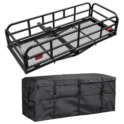 Foldable 500LBS Rack Cargo Carrier Basket Hitch Mount Luggage W/ Waterproof Bag