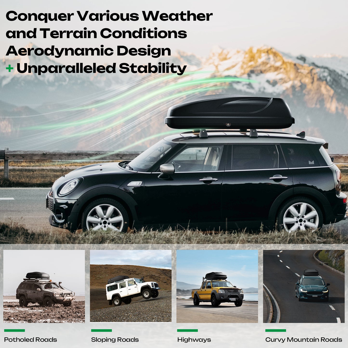 Waterproof Rooftop Cargo Box Car Top Cargo Carrier Roof Mount Storage Box W/ Key