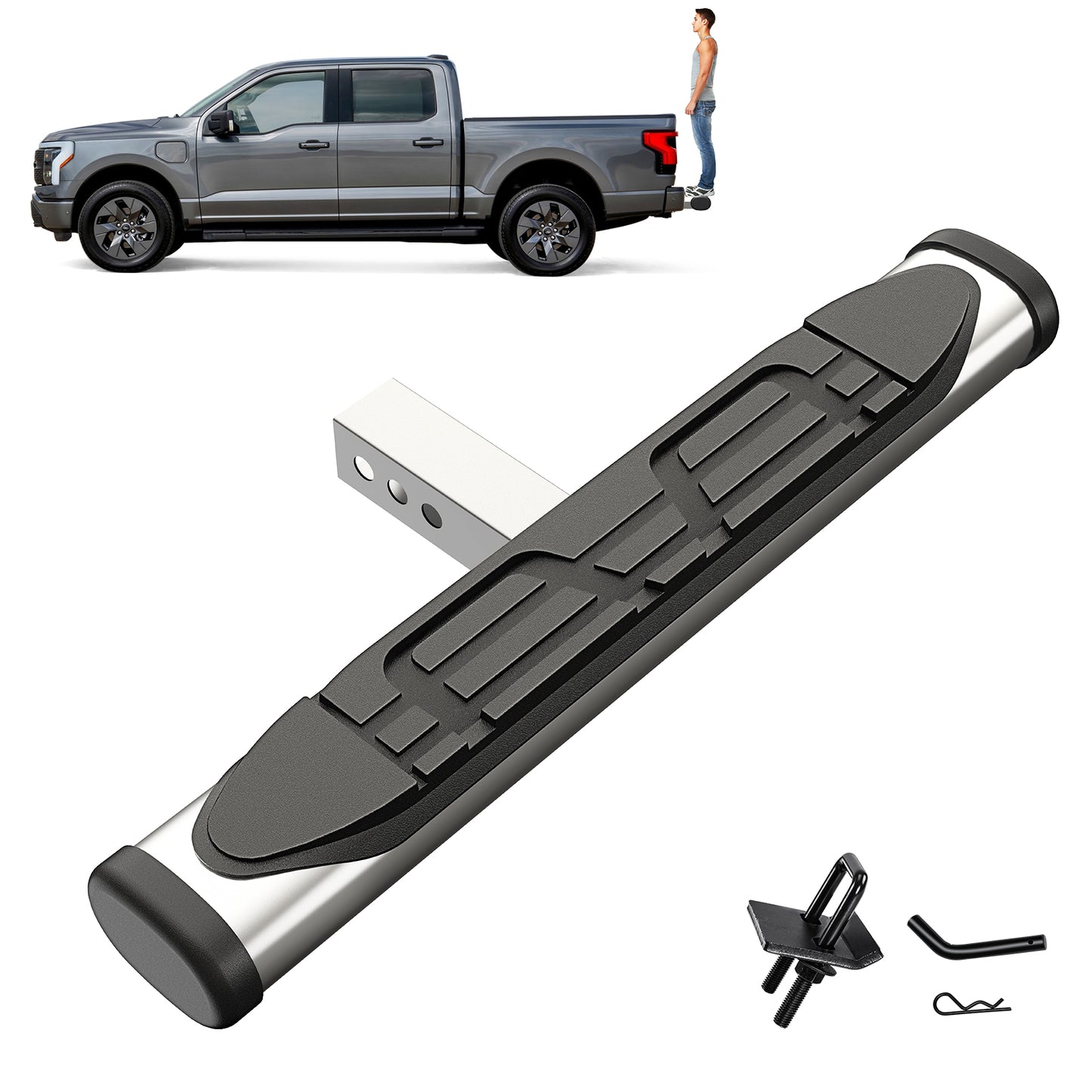 For 2" Receiver Trailer Towing Hitch Step Bar Rear Bumper Guard 27" X 9.6" Oval