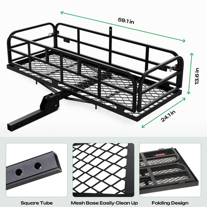 Foldable 500LBS Rack Cargo Carrier Basket Hitch Mount Luggage W/ Waterproof Bag
