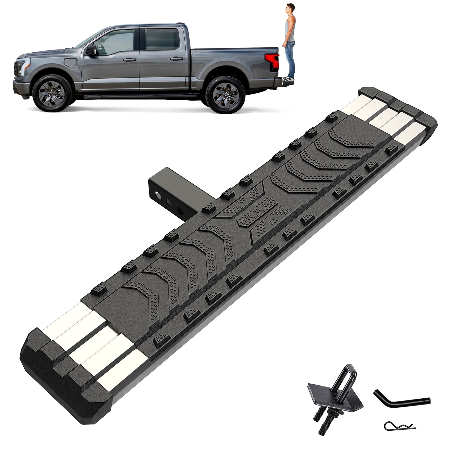 Fit 2" Receiver Trailer Towing Hitch Step Bar Rear Bumper Guard 33.5" X 12"