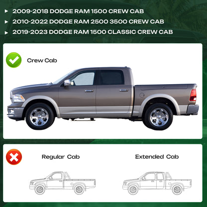 For 2009-2023 Dodge Ram 1500 Crew Cab 6.4'' Running Boards Side Steps Nerf Bar