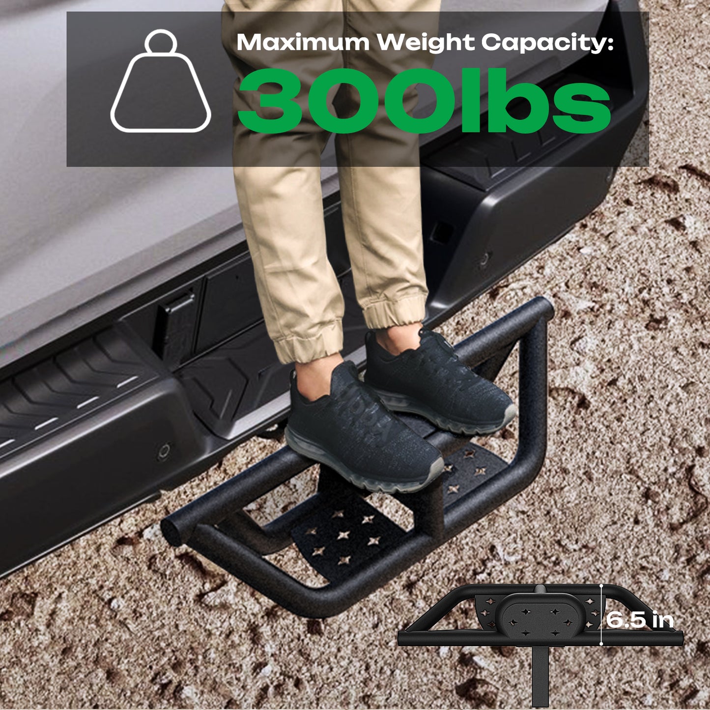 For 2" Receiver Rear Bumper Trailer Towing Hitch Step Bar 32" Wide X 13" Black