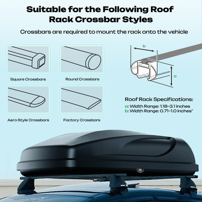 Waterproof Rooftop Cargo Box Car Top Cargo Carrier Roof Mount Storage Box W/ Key