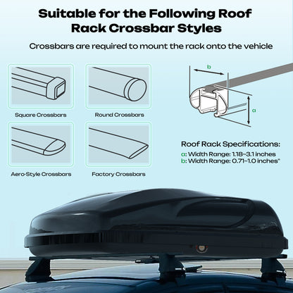 Rooftop Cargo Box Car Top Cargo Carrier Roof Mount Storage Box Waterproof W/ Key