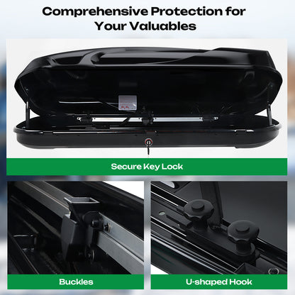 16 Cu. Ft. Rooftop Cargo Box Car Top Cargo Carrier Roof Mount Storage Box W/Lock