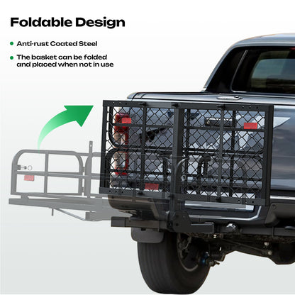 Foldable 500LBS Rack Cargo Carrier Basket Hitch Mount Luggage W/ Waterproof Bag