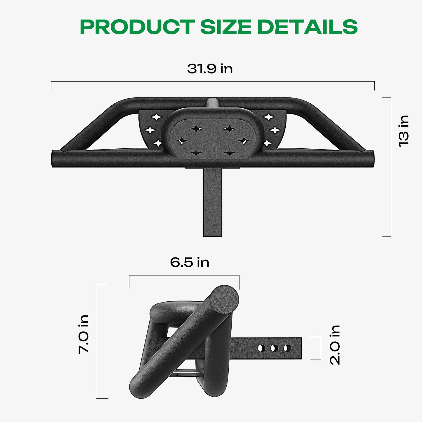 For 2" Receiver Rear Bumper Trailer Towing Hitch Step Bar 32" Wide X 13" Black