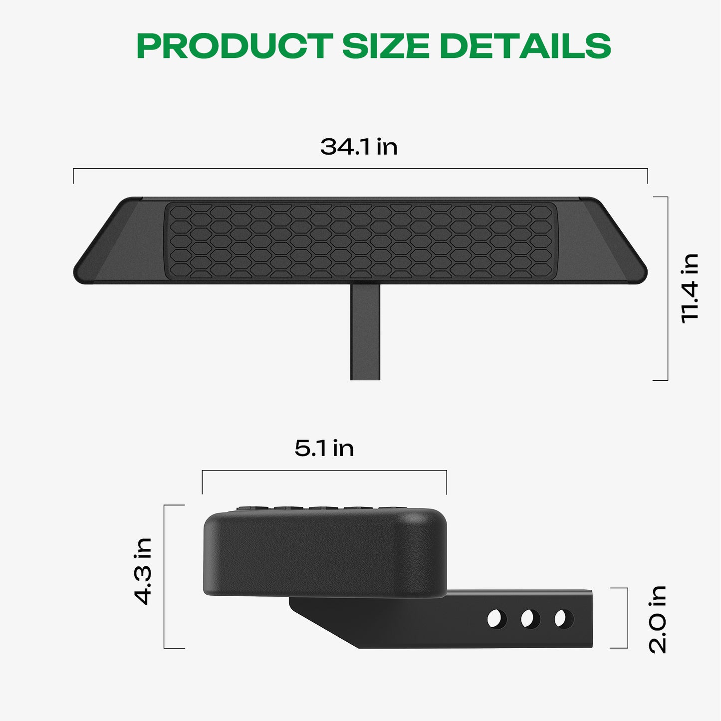 Fit 2-Inch Receiver Trailer Towing Hitch Step Bar Rear Bumper Guard 34" X 11.4"