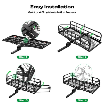 Foldable 500LBS Rack Cargo Carrier Basket Hitch Mount Luggage W/ Waterproof Bag