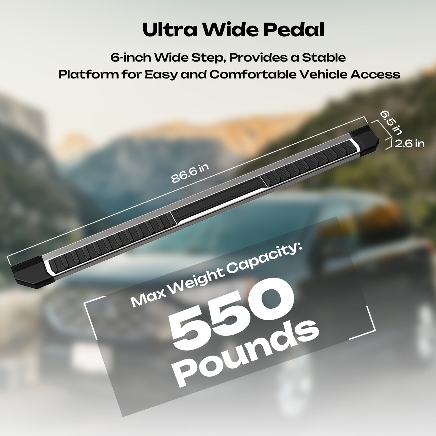 6.5in Running Boards For 2015-2023 Ford F150 Super Duty Crew Cab Side Steps Nerf Bar