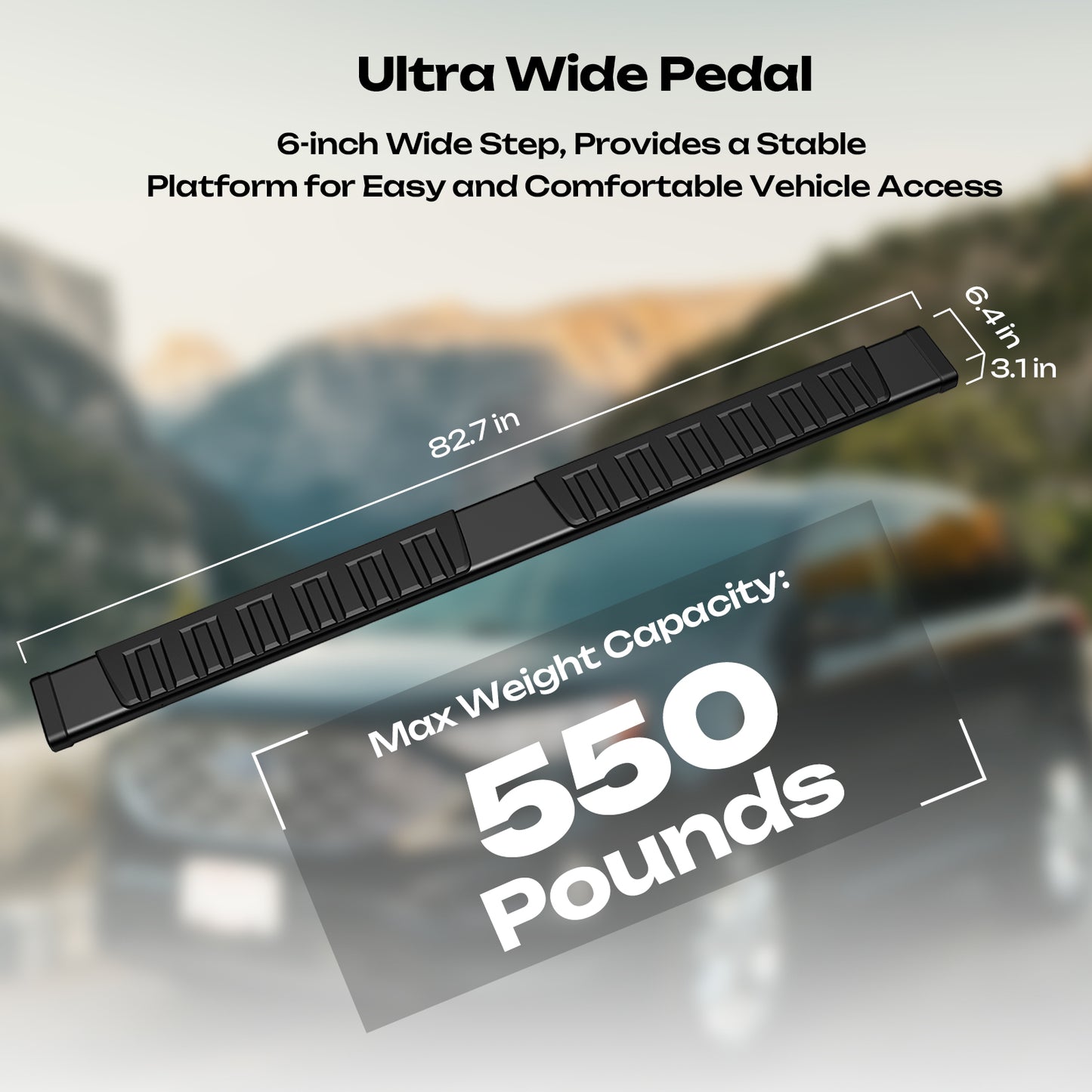 Running Boards 6.4'' For 2007-2019 Silverado Sierra 1500 Crew Cab Side Steps Bar