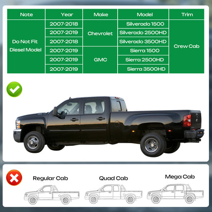 Running Boards 6.4'' For 2007-2019 Silverado Sierra 1500 Crew Cab Side Steps Bar