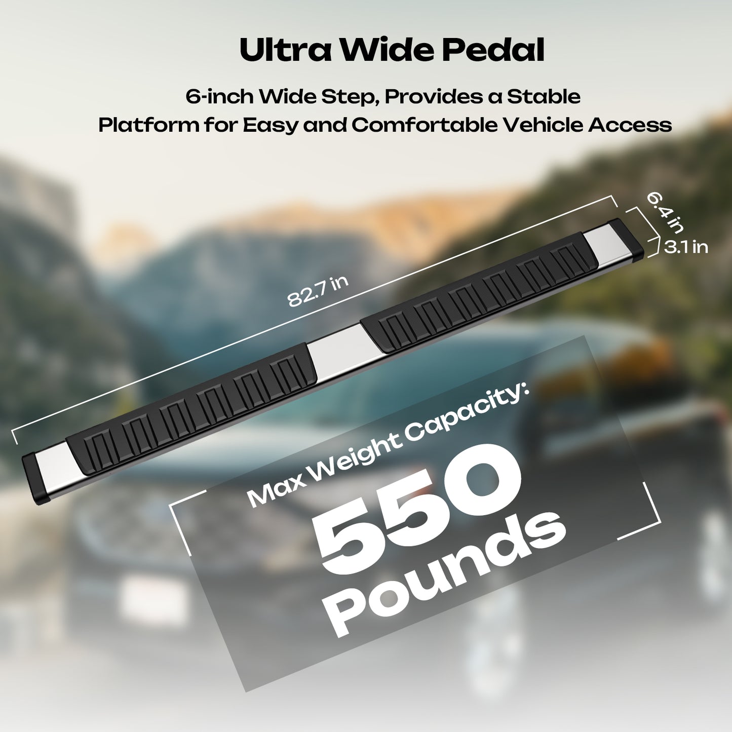 Running Boards 6.4'' For 2007-2019 Silverado Sierra 1500 Crew Cab Side Steps Bar