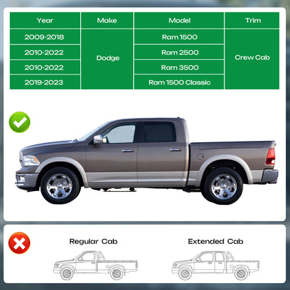 For 2009-2023 Dodge Ram 1500 Crew Cab 6.4'' Running Boards Side Steps Nerf Bar