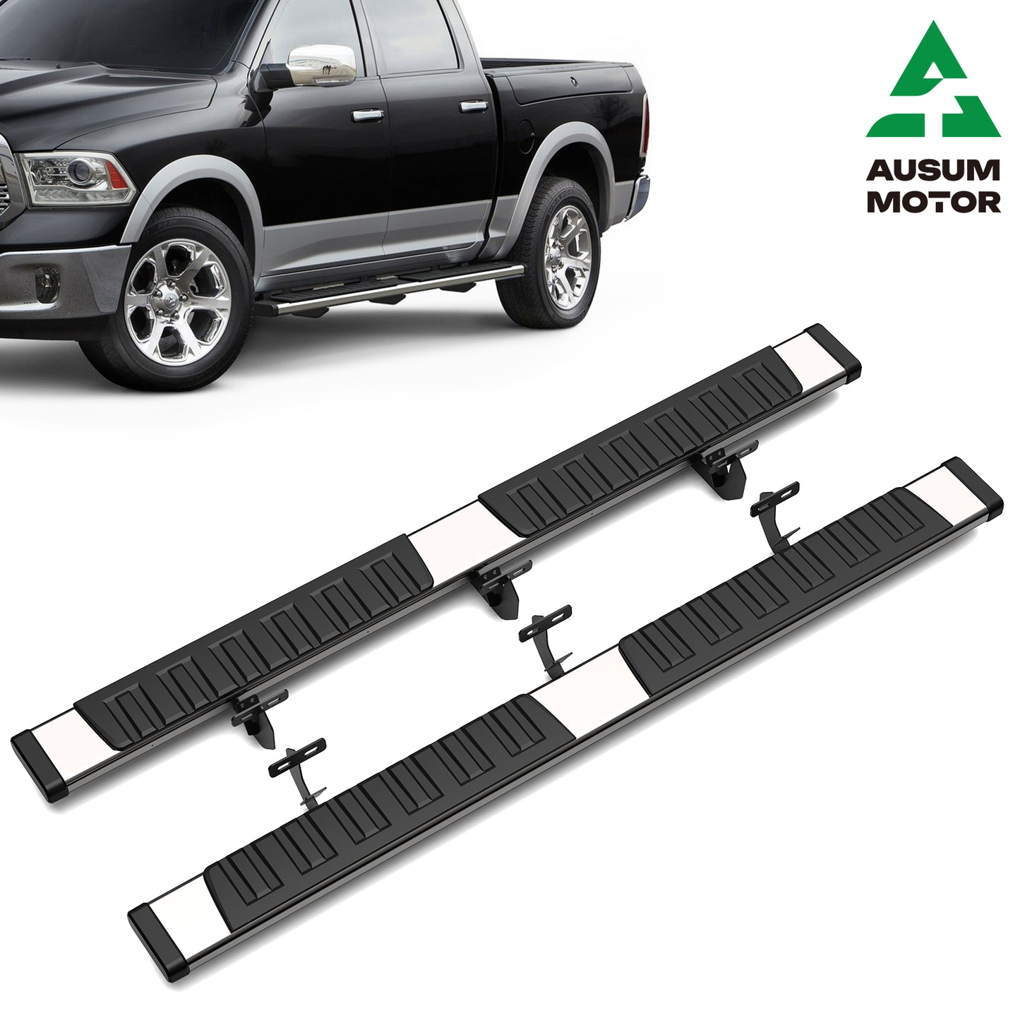For 2009-2023 Dodge Ram 1500 Crew Cab 6.4'' Running Boards Side Steps Nerf Bar