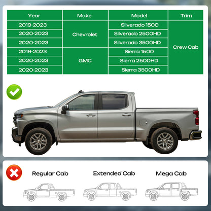 For 2019-2023 Silverado/Sierra 1500 Crew Cab 6.5'' Running Boards Side Step Bar