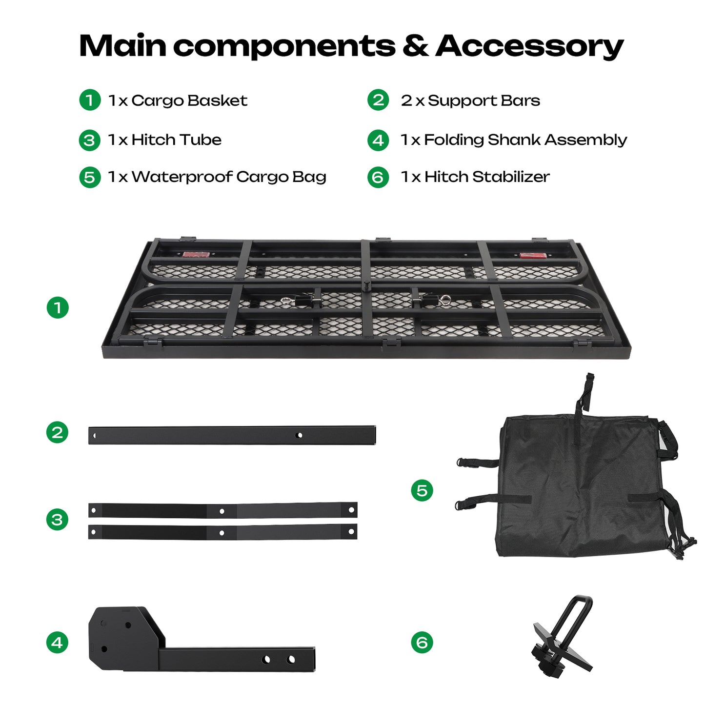 Foldable 500LBS Rack Cargo Carrier Basket Hitch Mount Luggage W/ Waterproof Bag